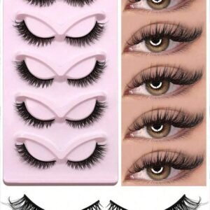 5 Pairs False Eyelashes Cat Eye Lashes Manga Lashes Faux Mink Eyelashes Natural Long Winged End Eye Elongated Eyelashes Faux Cils Eyelashes Extension