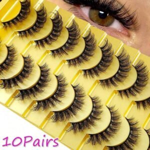 10pairs 5d Mink Fur False Eyelashes,Crossed & Voluminous Natural And Dramatic Lashes