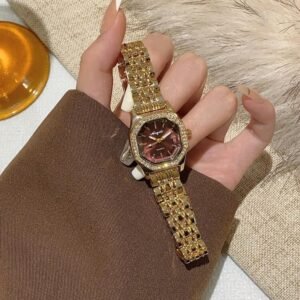 1pc Women's Minimalist Casual Elegant Vintage Middle Eastern Style Bracelet Watch, Retro Gold Color