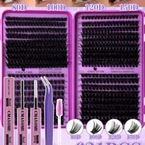 800/640/621pcs D Curl Segmented DIY False Eyelash Set, Includes Glue, Sealer, Tweezers, Eyelash Brush, Soft Natural High Volume Eyelash Book, Fluffy False Eyelash Set, Suitable For Beginner DIY Eye Makeup Mix & Match