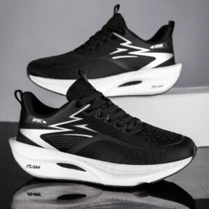 Men's Breathable Mesh Round Toe Casual Lace-Up Athletic Sneakers, Thick Sole Lightweight Running Shoes Suitable For Daily Walking And Tennis