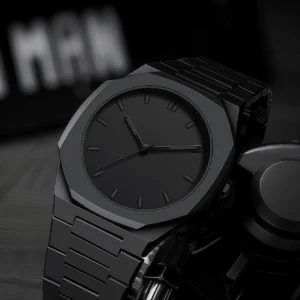 Black Round Men's Quartz Watch, Plastic Strap, Arabic Numeral Dial, Suitable For Daily Wear, Great Gift