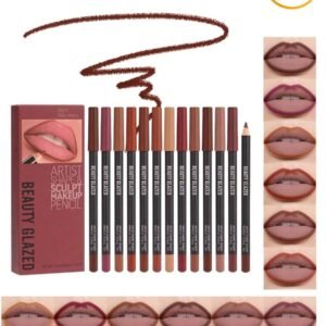 beauty glazed 12pcs Matte Nude Lip Liner Set - Waterproof Long-Lasting Lip Liner Pencils, Smudge-Proof Lip Liner