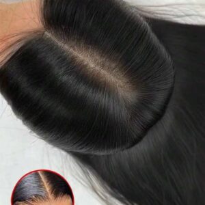 Ready-To-Wear 5x5 Pre-Cut HD Lace Front Wig & 13*4 Lace Front Wig 200% Density #1B Black Straight Human Hair Blend - Pre-Bleached Knots And Natural Hairline - No Glue Needed For Immediate Wear