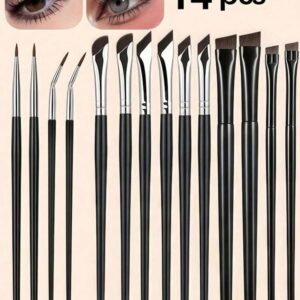 14pcs Precise Eye Makeup Brush Set, Including Angled Eyeliner Brush, Ultra-Fine Eyeliner Brush And Eyebrow Brush, Suitable For Eyebrows, Eyeliner And Eyeshadow, Easily Create Charming Eye Makeup. Made Of Fiber Material, Finely Crafted, Suitable For Delicate Eye Makeup, Portable And Easy To Use, An Ideal Gift For Women And Girls. The Set Includes Eyebrow Brush, Eyeshadow Brush, Spiral Brush, Etc.
