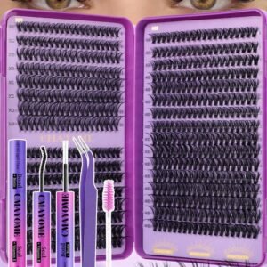 640/624/576pcs D Curl Large Capacity False Eyelashes, Includes Adhesive, Sealer, Tweezers, Brush, Diy False Eyelash Extension Kit For Beginners, Easy To Use, Soft Natural, Fluffy And Thick, Suitable For Different Eye Shapes Makeup Lash High Capacity