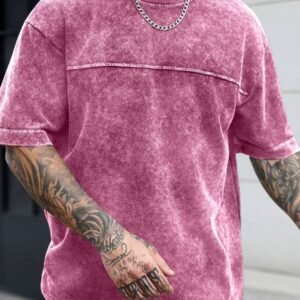 Manfinity CasualCool Men's Casual Washed Vintage T-Shirt, Summer Acid Wash Tshirt Washed T Shirt Man Clothes T Shirt Over Size T Shirt For Men Shirts Streetwear