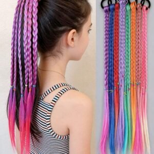 6pcs Colorful Braided Hair Extensions, Fashion Girl Hair Accessories, Stylish Fake Hair, Great Gift Choice