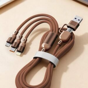 Durcord 3-In-1 100W (Max) Fast Charging Cable, USB A/Type C To Lightning, Nylon Braided Charging Cord, Compatible With Smartphones/Android/Type-C And Micro USB Devices, Power Bank, Charger, Universal Charger