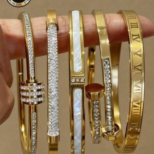 ZCNC 5pcs/Set Personalized Multi-Color Stainless Steel Bracelet & Bangle Set, Unique Design, Fashionable, Multi-Element, Exquisite Ideal Gift, Non-Fading Jewelry, Stylish