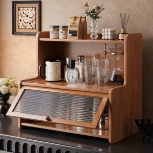 Multifunctional Countertop Storage Organizer For Kitchen, Office, Bedroom And Dorm, Suitable For Coffee Cups And Daily Items With Dust Cover, Countertop Storage Rack, Spice Jar Holder, Suitable For Cups, Seasonings, Books And Flower Pots