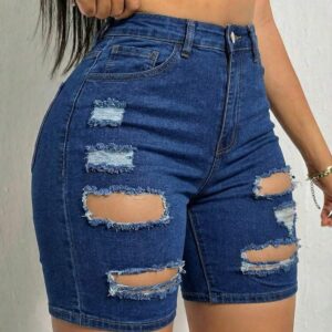 Women's Summer Casual Stretch Slim Fit Denim Shorts, Flattering And Slimming, Suitable For Vacation, Beach, Concert, Music Festival And Other Occasions For Denim Girls