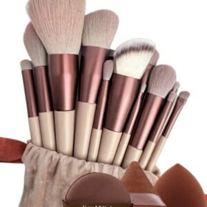 17/16/15/13pcs Makeup Brush Set: Includes 13 Makeup Brushes, 1 Teardrop-Shaped Powder Puff, 1 Round Powder Puff And 1 Triangle Powder Puff - Classic Set. Made Of Soft Skin-Friendly Synthetic Bristles. No Animal Ingredients (Cruelty-Free).