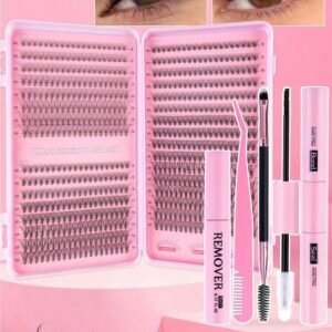 640pcs D-Curl Lash Cluster DIY Grafting Kit, 8-16mm Mixed Length, 10D-80D Mixed Volume, Equipped With Glue, Sealant & Lash Tools, Artificial Cluster Lashes, Great For Daily, Party, Travel And Gifts For Family & Friends