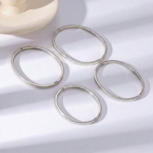 Family/Couple Minimalist Smooth Bangle Bracelet - 304 Stainless Steel Material, Simple Solid Ring Design, 5.2/6/6.4/6.8cm Size Options, Clasp Closure, Versatile For Commuting, Suitable For Daily Wear And Gift For Women