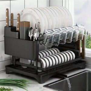 1pc Heavy Duty Dish Drying Rack With Drainage System - Space-Saving Countertop Storage Rack, No Drilling Installation, Easy To Clean, Suitable For Kitchen, Dining Room