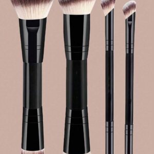 YZIMENG 2pcs/4pcs Professional Dual-Ended Makeup Brush Set, Slanted And Tapered Foundation Brush, Contour Brush, Blush Brush, Powder Brush, Eyeshadow Brush, Concealer Brush, Highlighter Brush, Blending Brush, Makeup Tools Made Of Soft Fibers, Portable And Suitable For Travel, Perfect Gift For Women And Girls