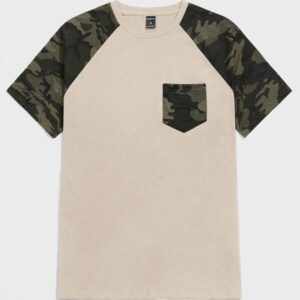 Manfinity BRENVOR Men's Raglan Sleeve Crew Neck Chest Pocket Decor Fashion T-Shirt