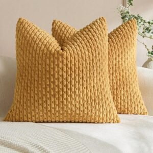 1pc/2pcs Bohemian Striped Throw Pillow Cover (Pillow Insert Not Included), Soft Plush Corduroy Solid Color Decorative Square Pillow Cover, Suitable For Holiday, Sofa, Bedroom, Bed, All Seasons Use.