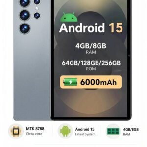 Qetupa 10.1 Inch Android 15 Tablet, Octa-Core Processor, 4GB/8GB RAM, 64GB/128GB/256GB ROM, HD IPS Touchscreen, 6000mAh Battery, Wi-Fi 6, Bluetooth 5.4, 5MP+13MP Dual Camera (Adapter Not Included)