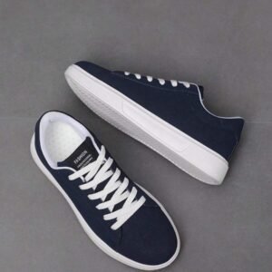 (Runs Small) Men's Fashion Solid Color Minimalist Patchwork Sports Shoes, Versatile Minimalist Style Low-Top Streetwear Handsome Flat Sneakers