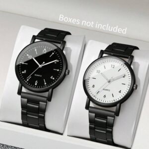 2pcs/Set Women's Casual Minimalist Numerical Dial Quartz Wrist Watch, Fashion Personalized Accessories (Excluding Watch Box)