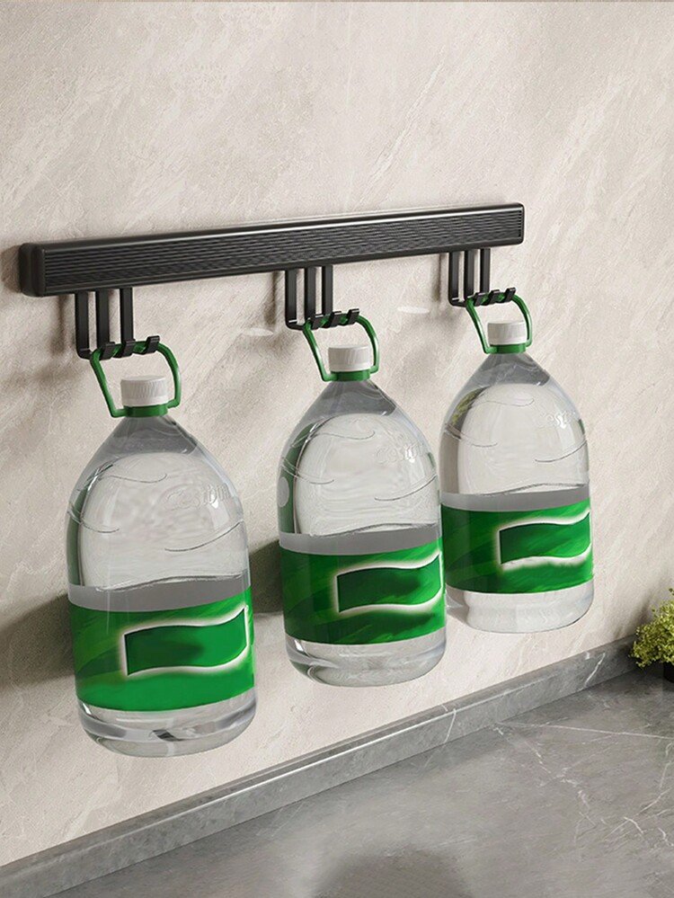 1pc Heavy Duty Wall Mounted Storage Rack With Hooks, Suitable For Bathroom, Living Room, Kitchen As Towel Rack, Utensil Organizer, Kitchen Accessories Holder - Image 6