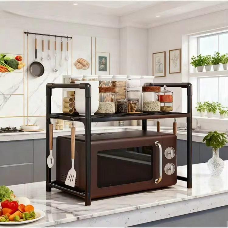1pc Kitchen Microwave Oven Rack, Floor-Standing Multi-Layer Storage Rack For Bathroom, Kitchen, Living Room, Multi-Function Organizing Shelf - Image 10