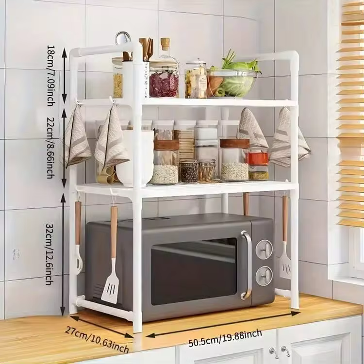 1pc Kitchen Microwave Oven Rack, Floor-Standing Multi-Layer Storage Rack For Bathroom, Kitchen, Living Room, Multi-Function Organizing Shelf - Image 12