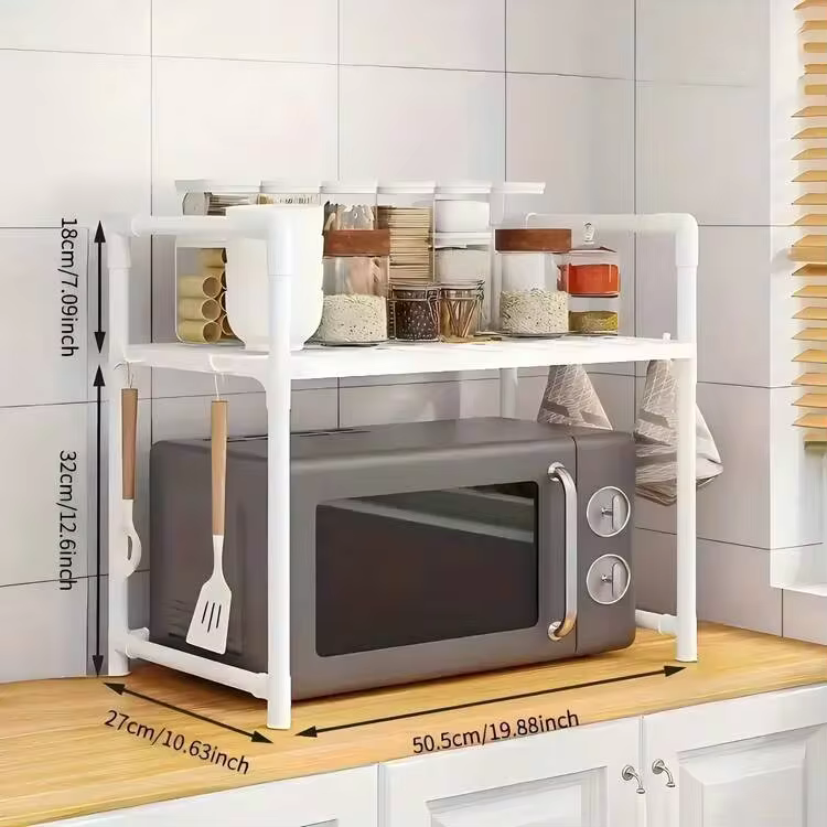 1pc Kitchen Microwave Oven Rack, Floor-Standing Multi-Layer Storage Rack For Bathroom, Kitchen, Living Room, Multi-Function Organizing Shelf - Image 2