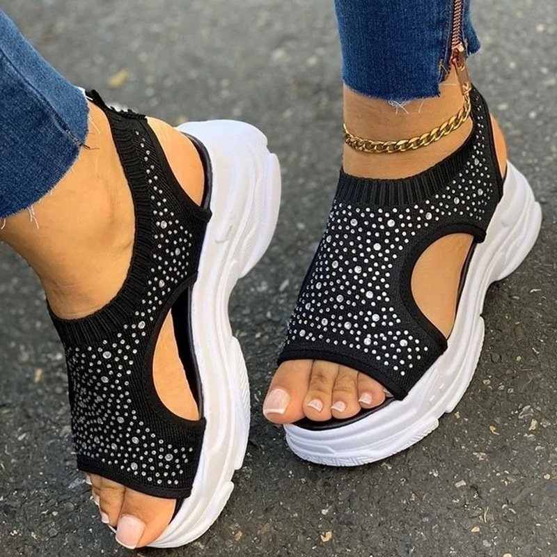 Ladies Summer Platform Rhinestone Sandals - Image 3