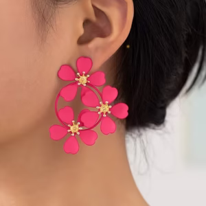 1 Pair of Fashionable Spray-Painted Flower Earrings in Multiple Colors to Choose From. Elegant Evening Dress to Match with High-End Earrings. European And American Exaggerated Style Earrings for Daily Casual Wear