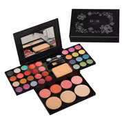 9-Color -in- Makeup Palette with Brush Applicator - 24 Eyeshadows, 4 Blush Shades, 3 Powder Foundations & 8 Lip Glosses Suitable for Daily to Dramatic Looks, Multi-Use for Eyebrow, Blending & Coverage - Image 4