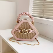 New Fashion Niche Versatile, Trendy And Trendy Chain Grass Woven Bag, Single Shoulder Bag, Diamond Bag, Crossbody Bag, Handbag Box - Image 4
