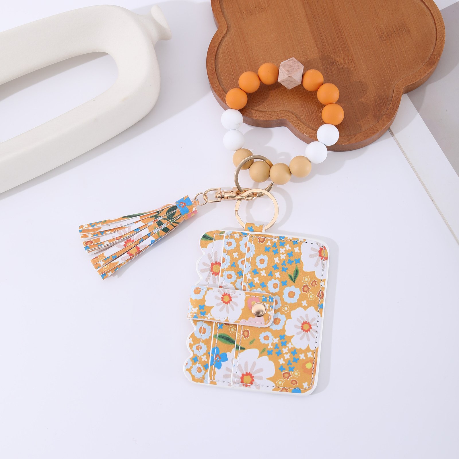 Printed Leather Wallet Keychain For Women - Image 4