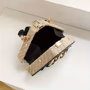 New Fashion Niche Versatile, Trendy And Trendy Chain Grass Woven Bag, Single Shoulder Bag, Diamond Bag, Crossbody Bag, Handbag Box - Image 7