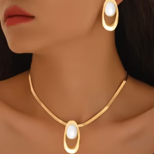 European And American Style 2pcs Set Temperament Creative Necklace + Earrings Ladies Jewelry Set Fashion Trend Metal Geometric Irregular Oval Daily Holiday Party Banquet Versatile Additions