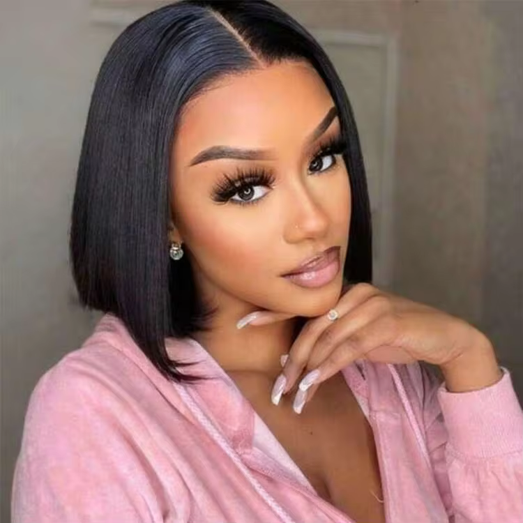 30cm Black Short Straight Middle-Parted No Bangs Women's Wig, High Density Bobo Head Heat-Resistant Fiber Wig, Suitable For Halloween Cosplay/Daily Party, Natural Fit Fashionable & Versatile - Image 12