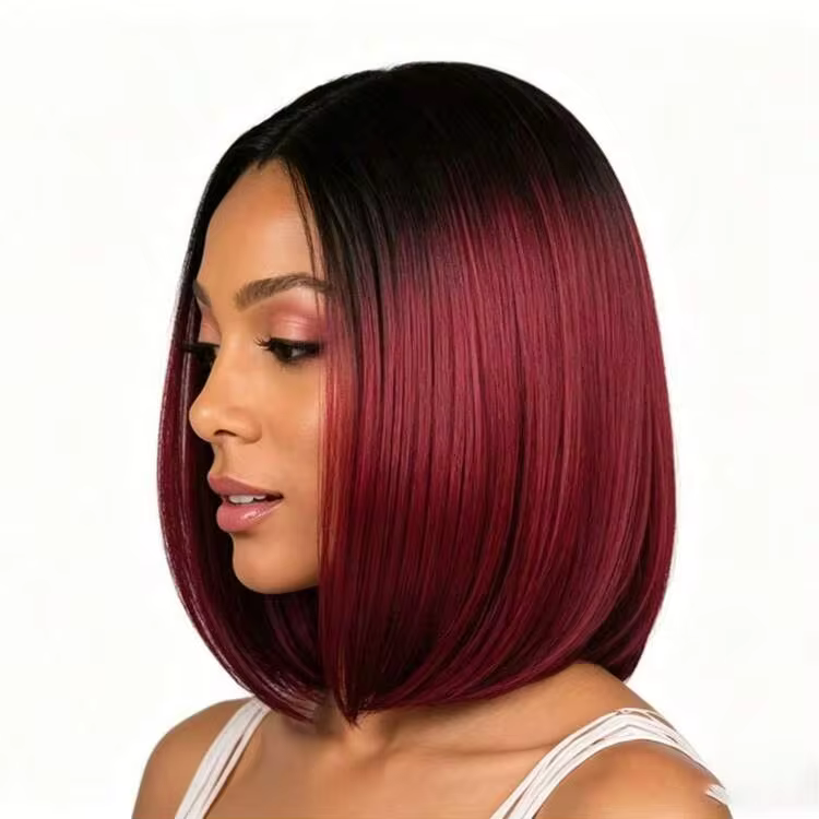 30cm Black Short Straight Middle-Parted No Bangs Women's Wig, High Density Bobo Head Heat-Resistant Fiber Wig, Suitable For Halloween Cosplay/Daily Party, Natural Fit Fashionable & Versatile - Image 2