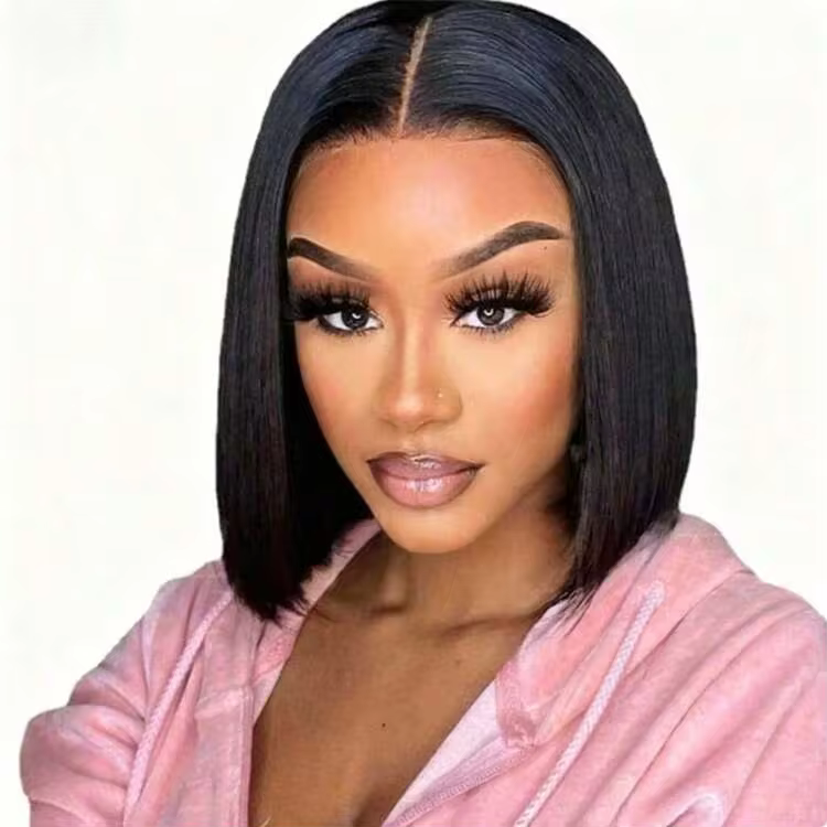 30cm Black Short Straight Middle-Parted No Bangs Women's Wig, High Density Bobo Head Heat-Resistant Fiber Wig, Suitable For Halloween Cosplay/Daily Party, Natural Fit Fashionable & Versatile - Image 6