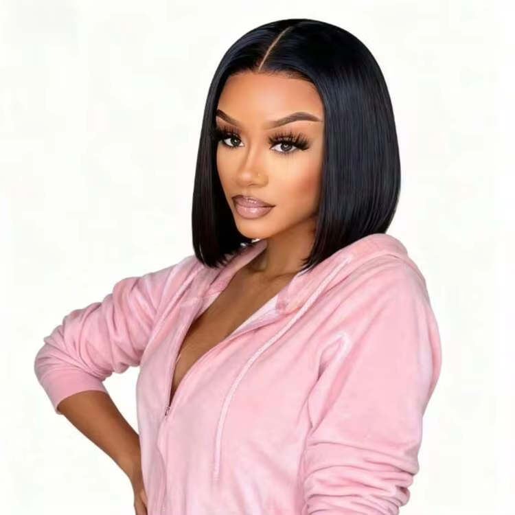 30cm Black Short Straight Middle-Parted No Bangs Women's Wig, High Density Bobo Head Heat-Resistant Fiber Wig, Suitable For Halloween Cosplay/Daily Party, Natural Fit Fashionable & Versatile - Image 8