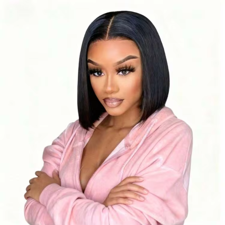 30cm Black Short Straight Middle-Parted No Bangs Women's Wig, High Density Bobo Head Heat-Resistant Fiber Wig, Suitable For Halloween Cosplay/Daily Party, Natural Fit Fashionable & Versatile - Image 9