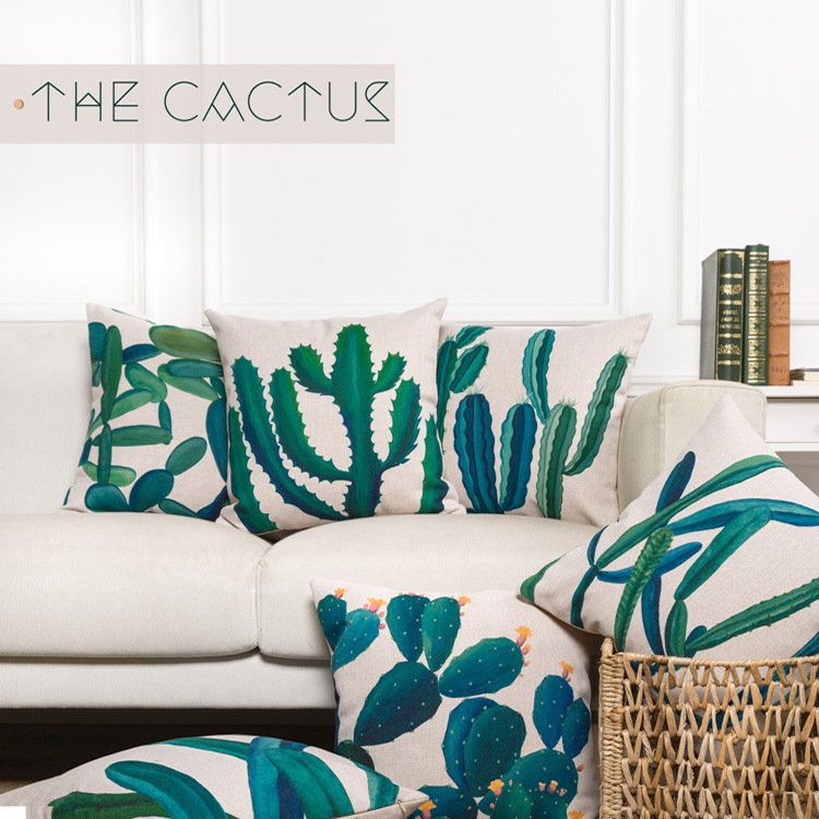 Sheets Cactus Pattern Cushion Cover Printed Polyester Pillow Case 45 45CM Throw Pillow Case Decorative For Home Office Room