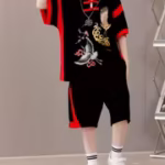 Boys' 2025 Summer Casual Outfit Set Designed for Trendy Unique Styles, Featuring a Bright and Lively Fabric, Short Length Shorts with Pockets, and a T-Shirt, for Outdoor