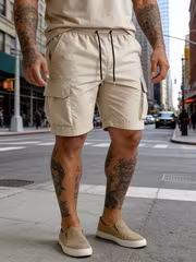 AOMDOTB Plus-Size Men's Cargo Shorts, Loose Fit Not Tight, Multi-Pocket Design Practical and Stylish, European and American Street Style, Suitable for Sports and Daily Wear, Comfortable and Non-Constricting, PLUS SIZE - Image 3