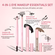 All-In-One Eye, Lip And Base Makeup Set, 40-Shade Eyeshadow Palette, Waterproof Eyebrow Pencil, Brow Gel, Smudge-Proof Eyeliner And Lengthening Mascara, 3-Color Matte Lip Cream Flawless Foundation, with 4 Pro Makeup Brushes, for Women - Image 6