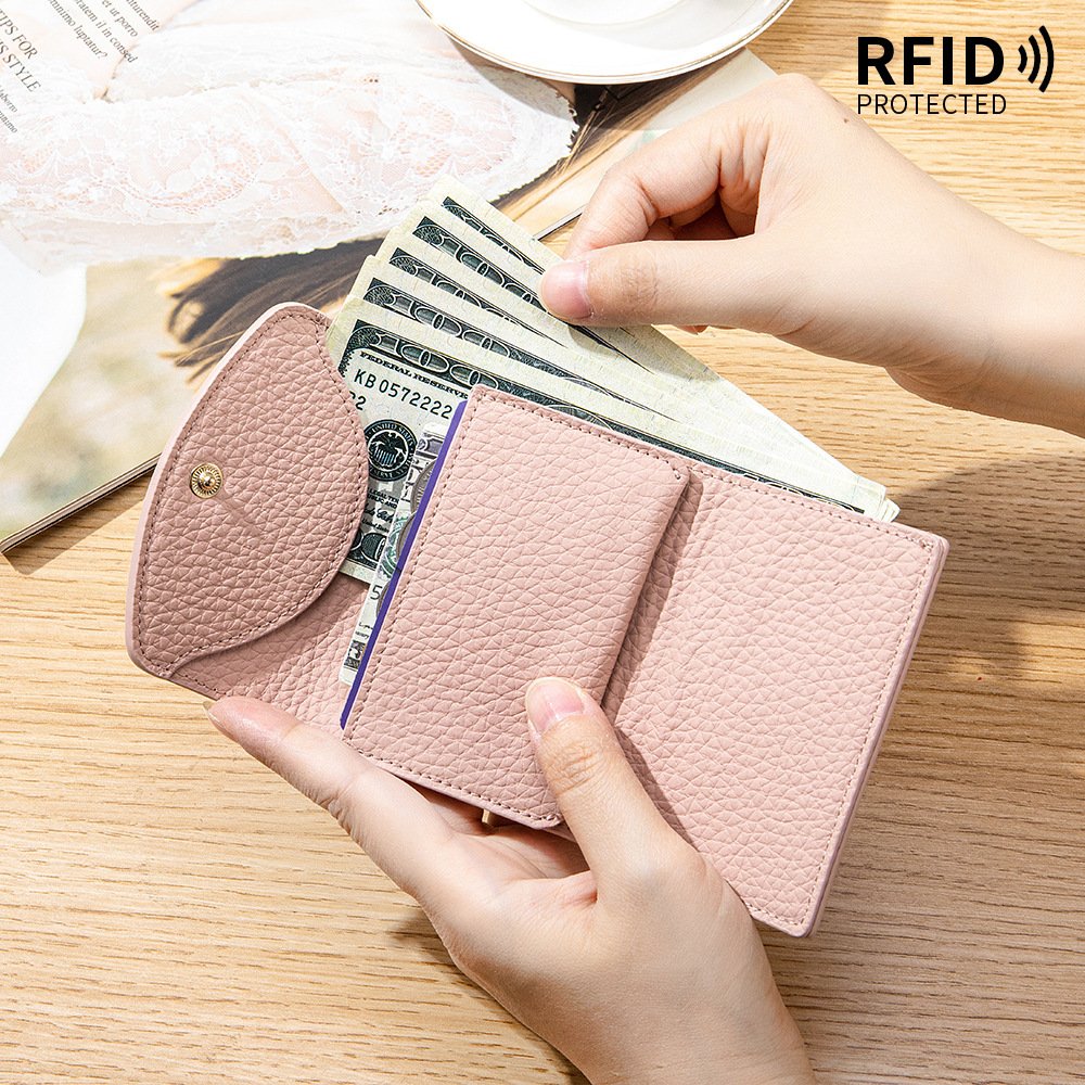 Japanese-style Short Wallet For Women Made From Top-layer Cowhide With A Premium Feel - Image 2