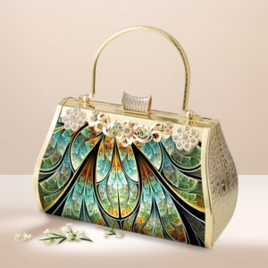 Women'S Clutch, a Green Floral Women'S Bag with a Small And Unique Design, Evening Dress Wallet, Luxurious Style Clutch, Evening Bag, Carnival And Music Festival Women'S Wedding Prom Party Bag, Very Suitable for Wedding Season, Evening Party
