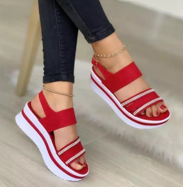 Large Size Thick Bottom Women's New Rhinestone Sandals - Image 3