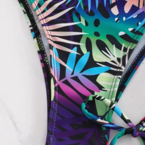 3pcs Women Tropical Plant Print Halter Neck Bikini Set With Removable Sarong Cover-Up Vacation Beach Summer